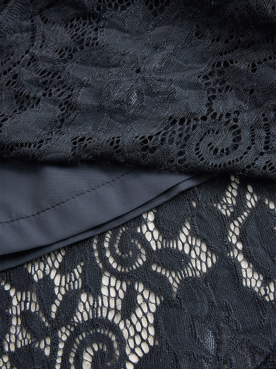 Vintage Bohemian Blue Lace Sleeveless Midi Dress