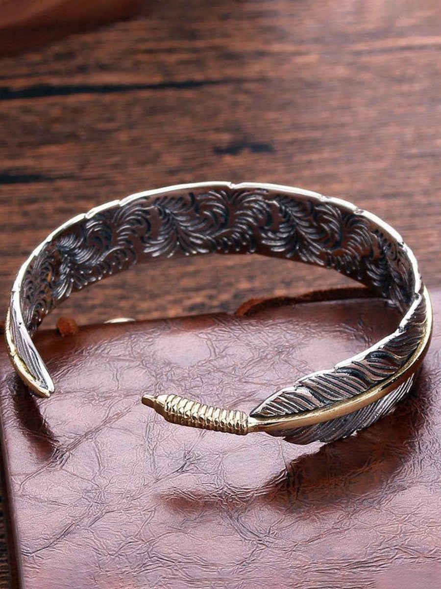 Vintage Western Feather Cuff Bracelet