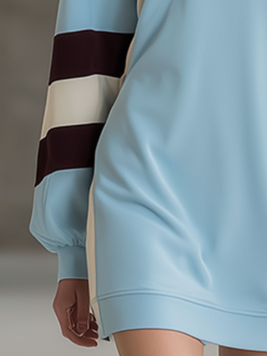 Stylish Sporty Blue Collared Mini Dress