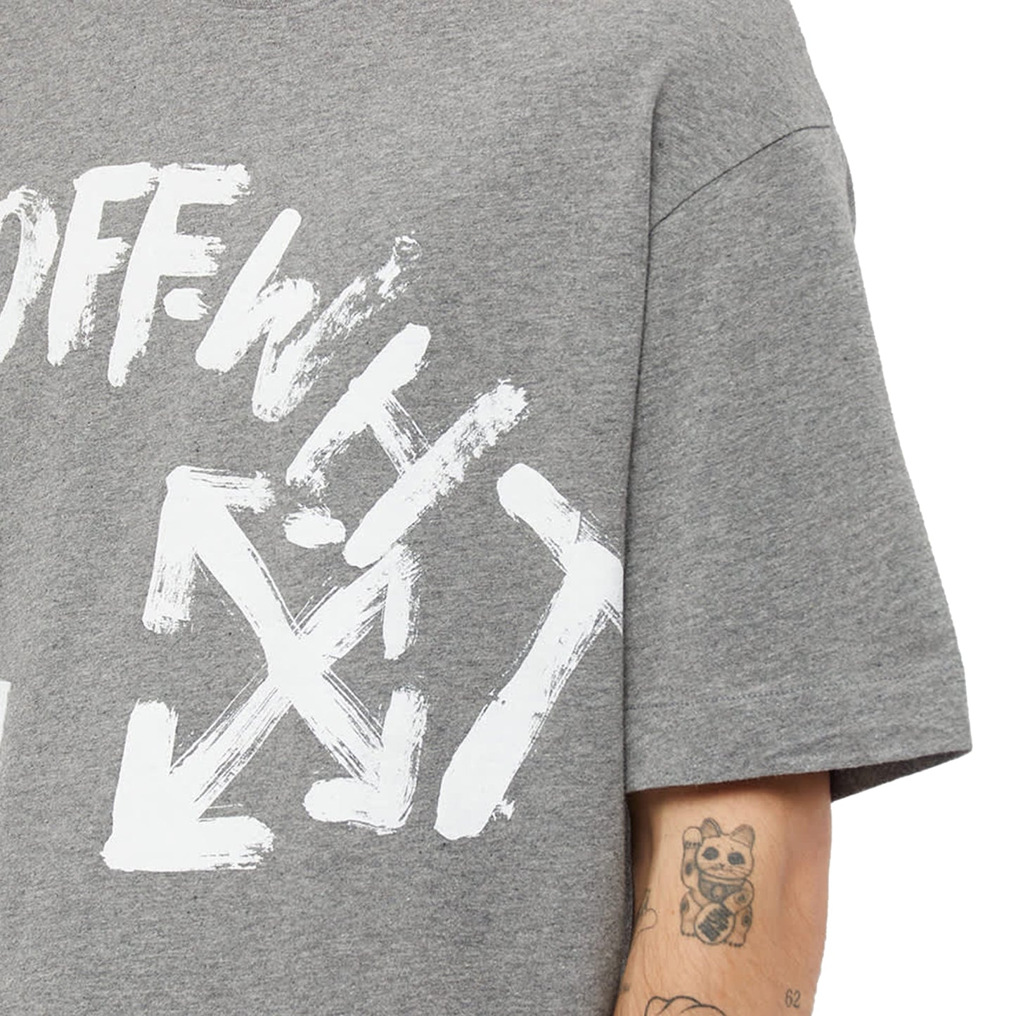 Off-White Paint Script Oversized Skate Grey T Shirt