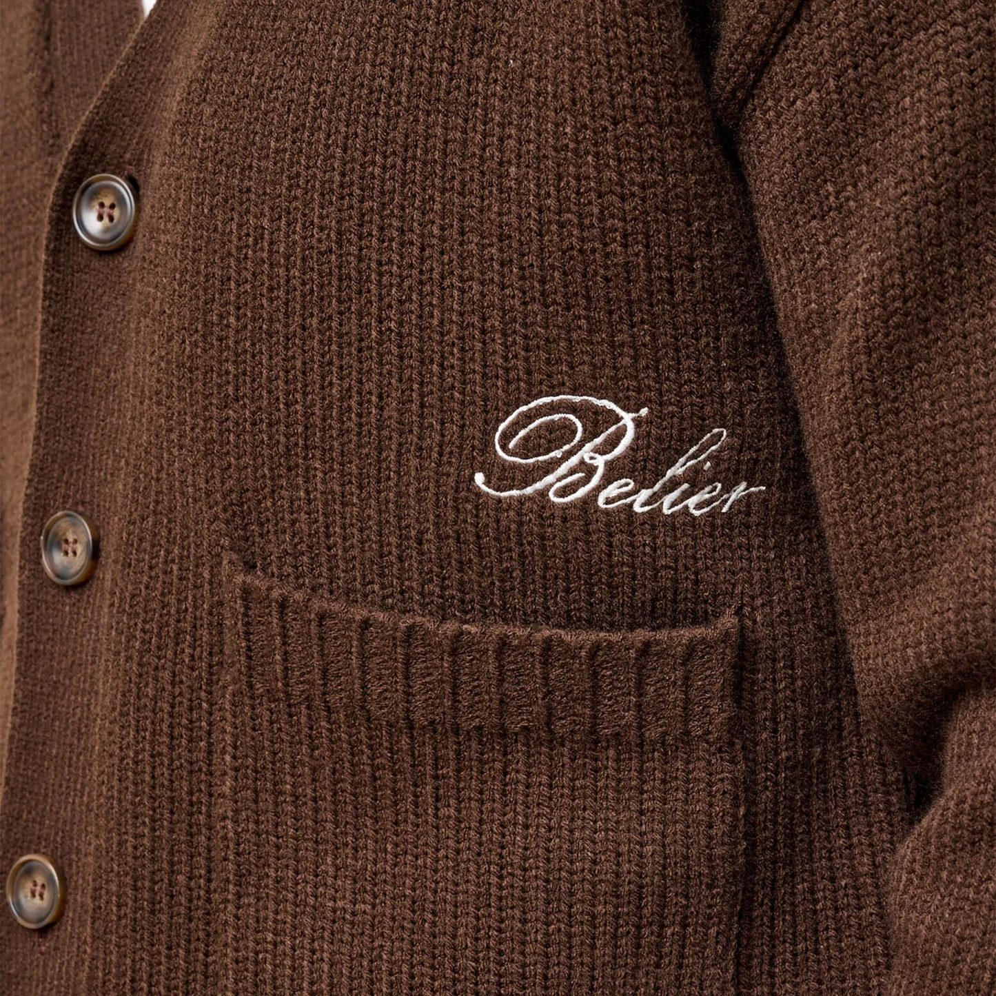 Belier Relaxed Fit Knitted Brown Cardigan