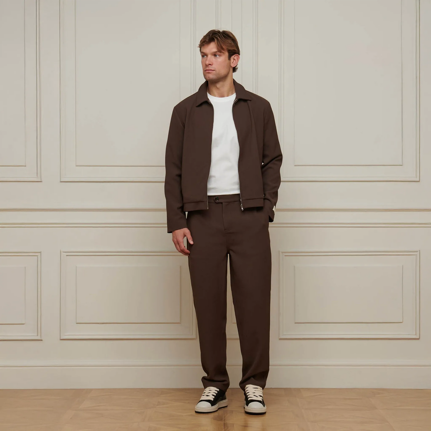 Belier Smart Textured Smart Brown Trousers