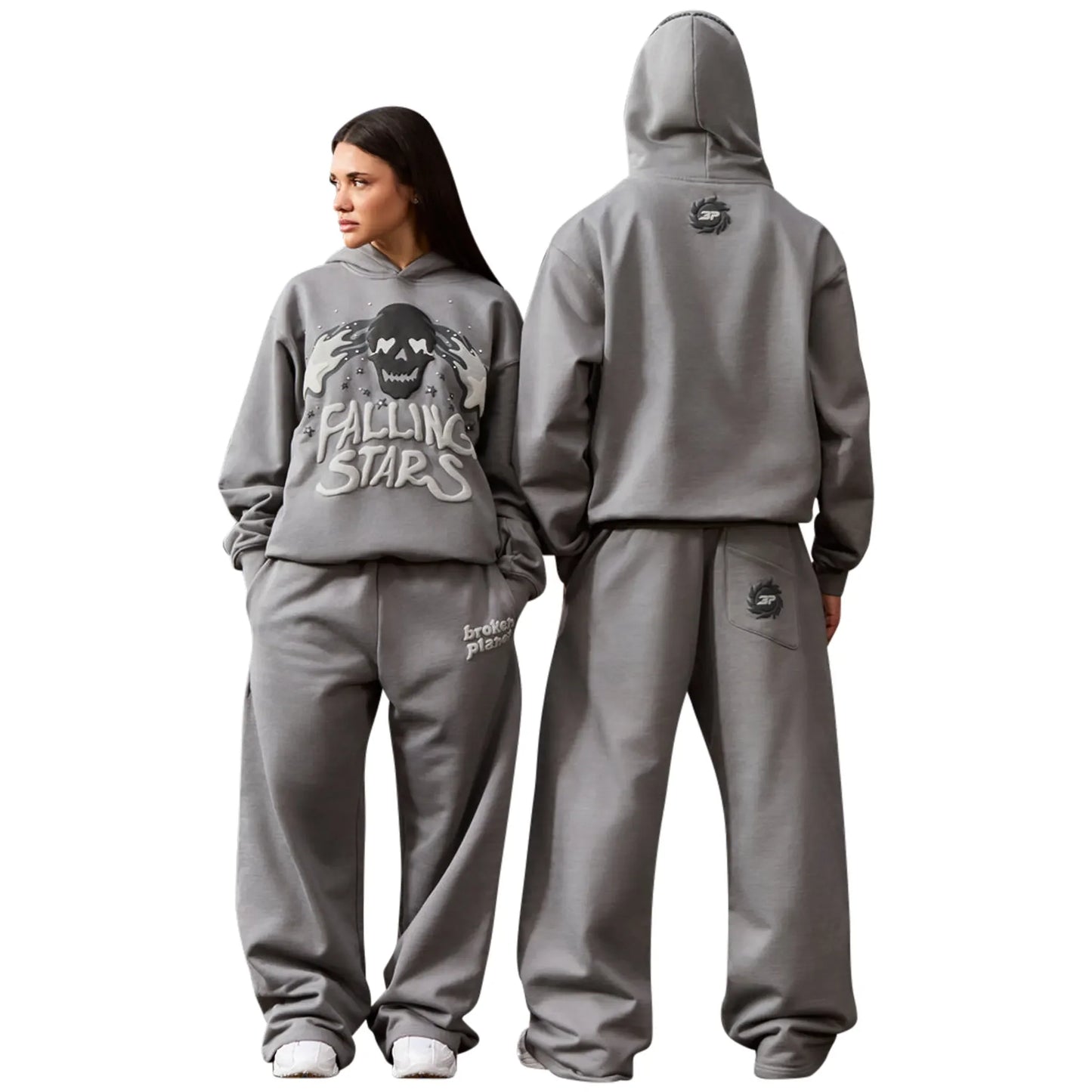 Broken Planet Falling Stars Dark Grey Hoodie