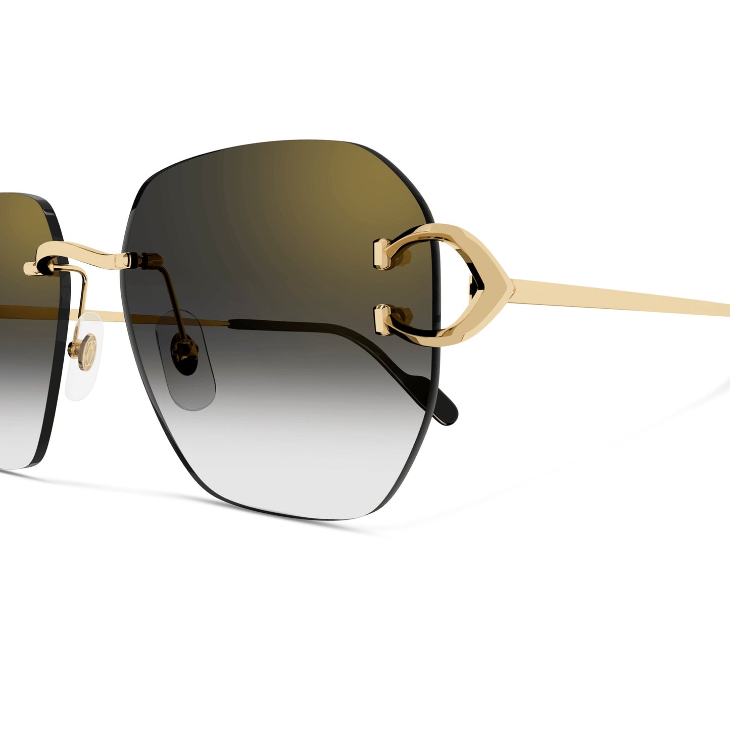 Cartier Eyewear CT0394S-001 C Decor Gold Grey Rimless Sunglasses