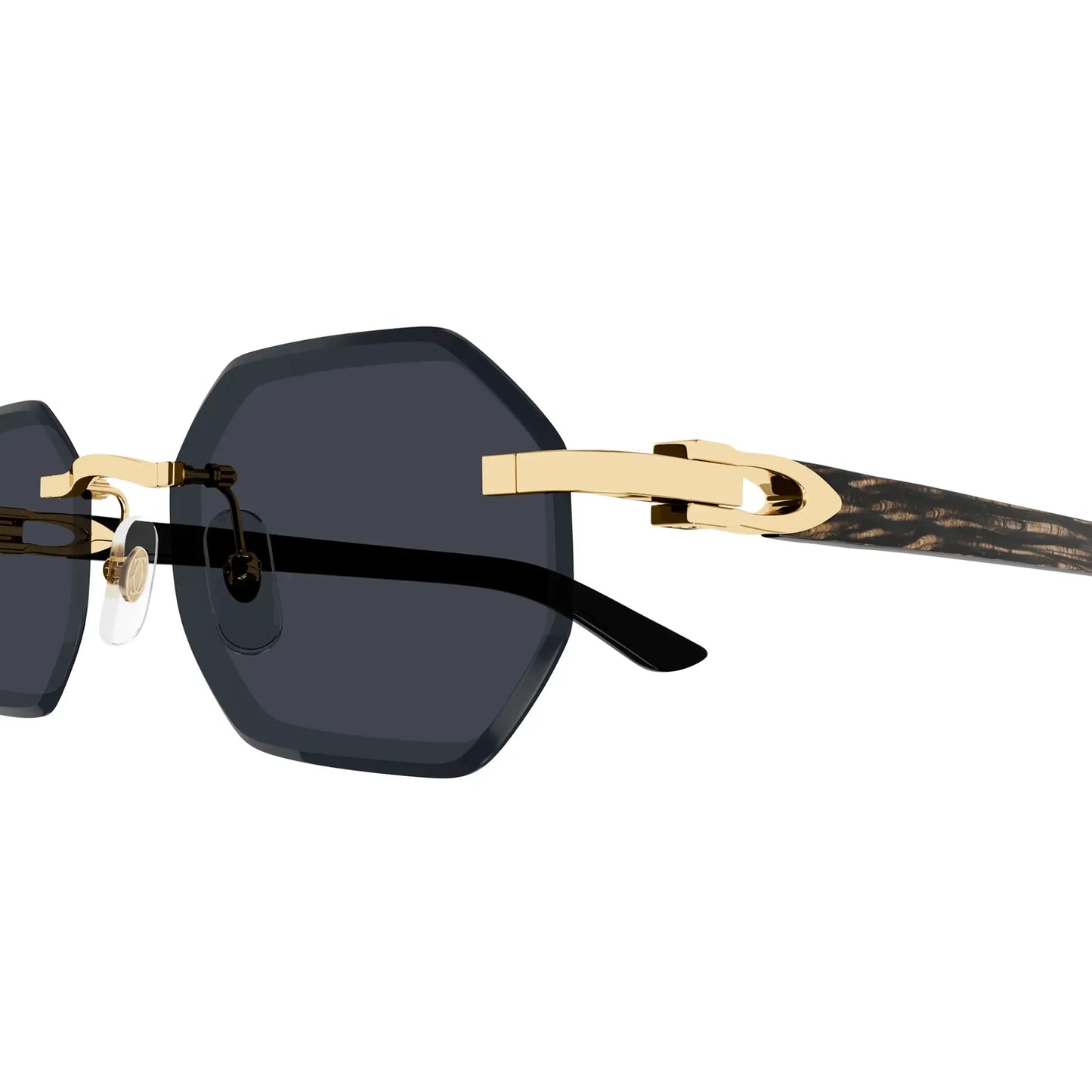 Cartier Eyewear CT0439S-001 Gold Grey Rimless Sunglasses