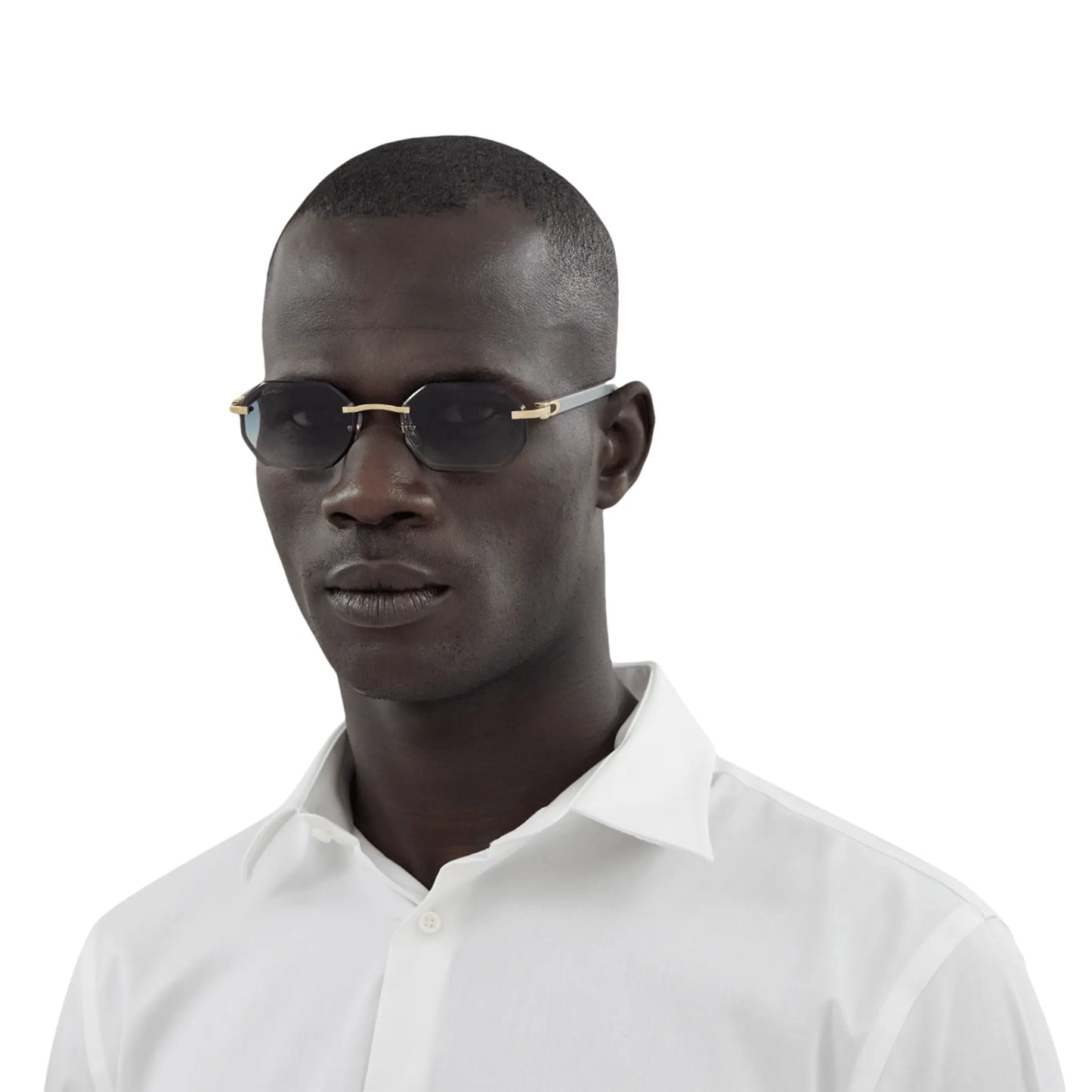 Cartier Eyewear CT0439S-004 Gold Green Rimless Sunglasses