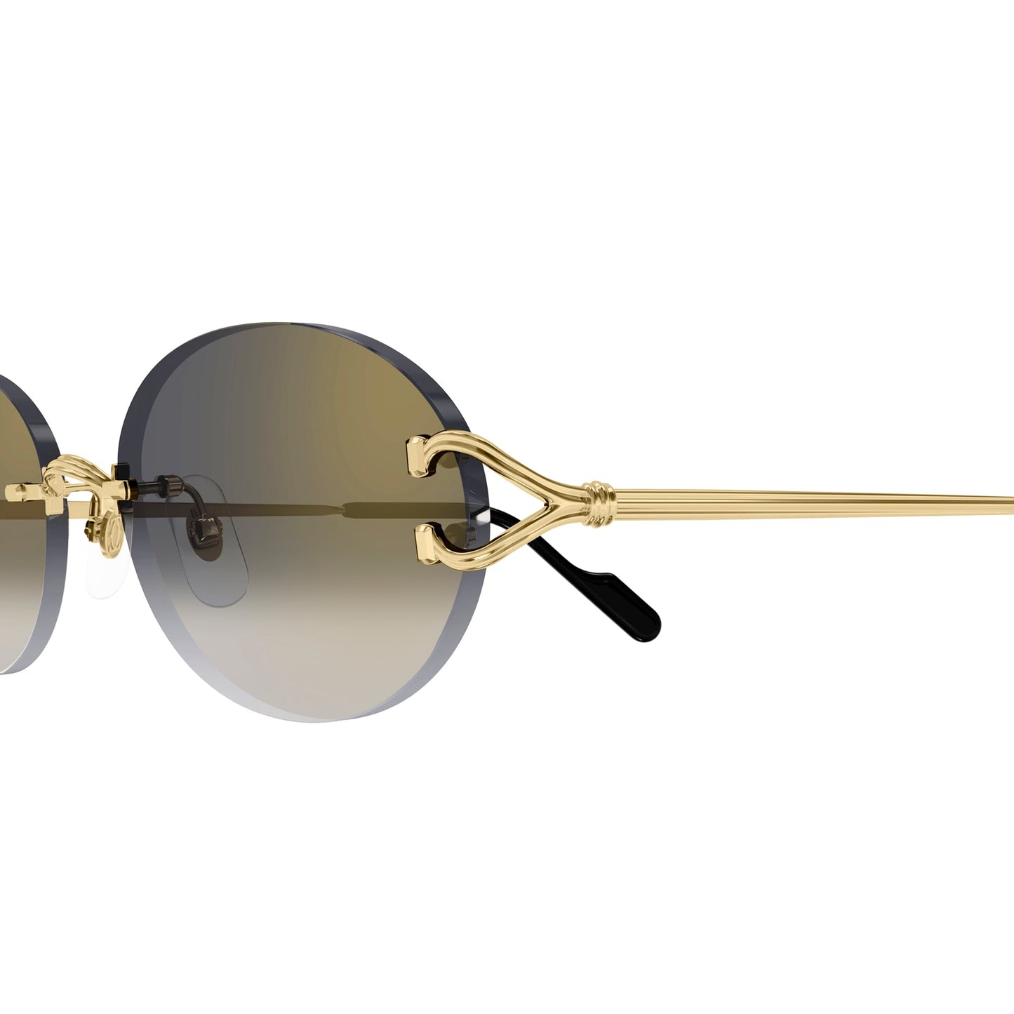 Cartier Eyewear CT0551S-001 Oval C Decor Gold Grey Rimless Sunglasses