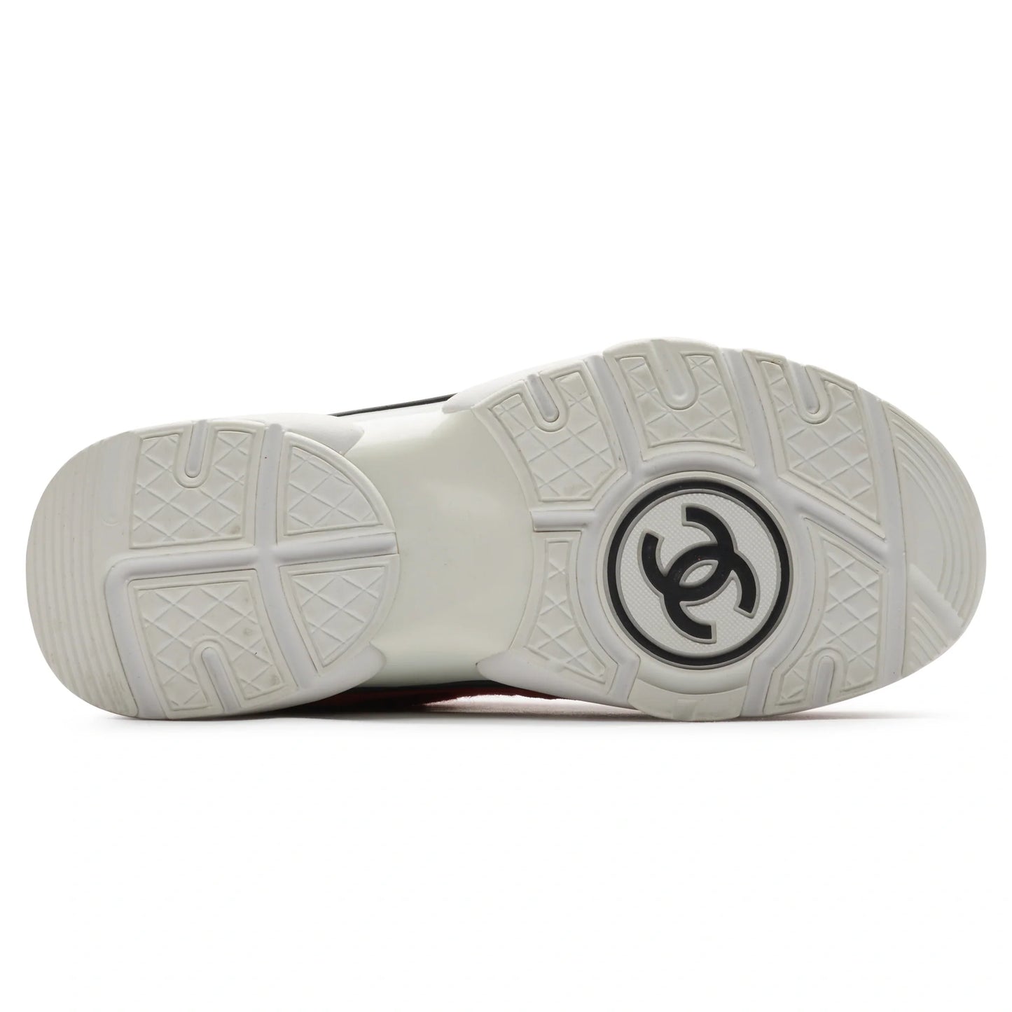 Chanel CC Logo Suede Red Tweed Sneaker - Preloved