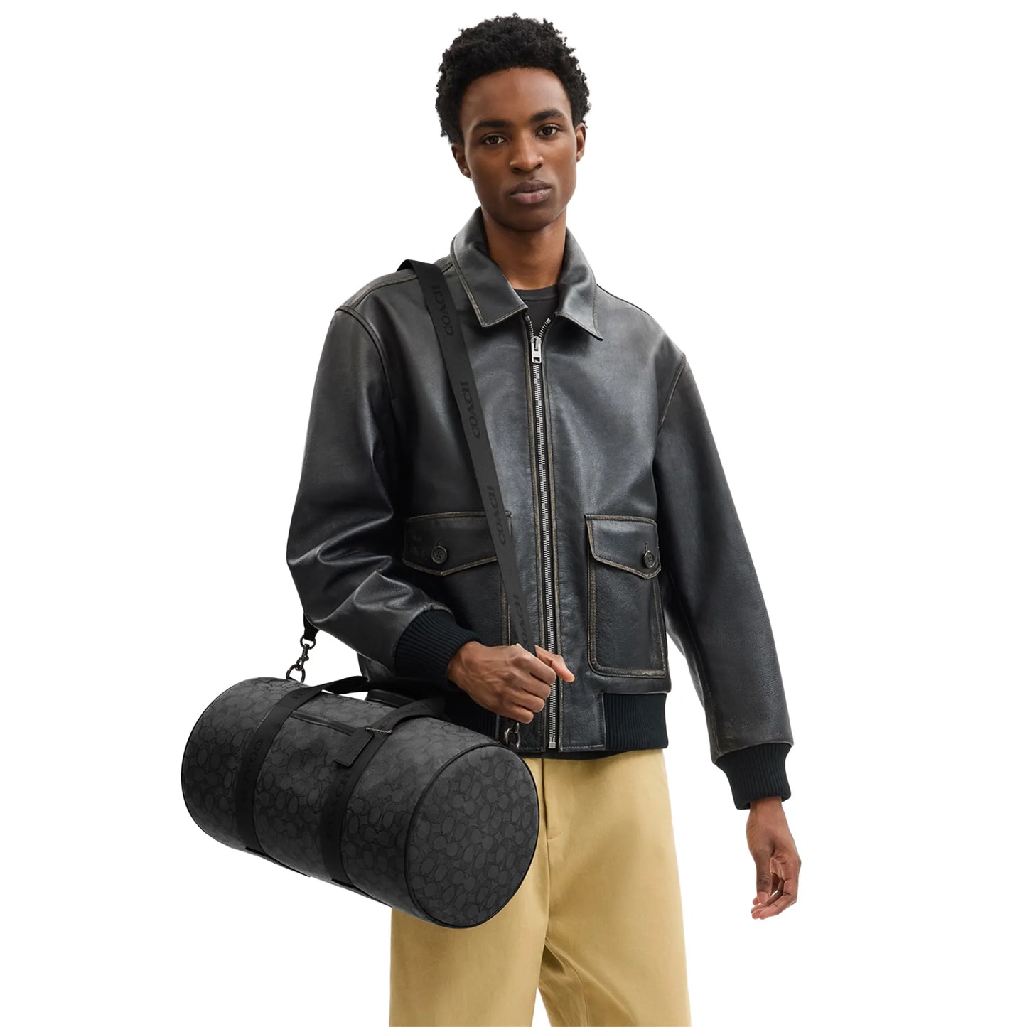 Coach Theo Duffle Signature Jacquard Black Bag