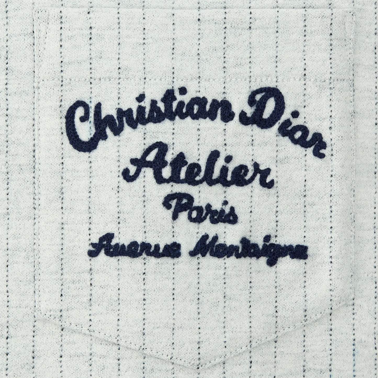 Dior Atelier Striped Chest Logo Grey T Shirt