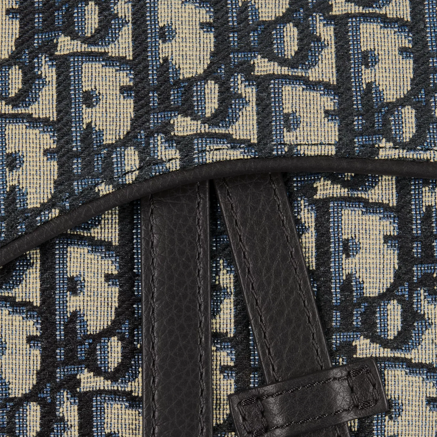 Dior Oblique Jacquard Beige and Black Saddle Bag