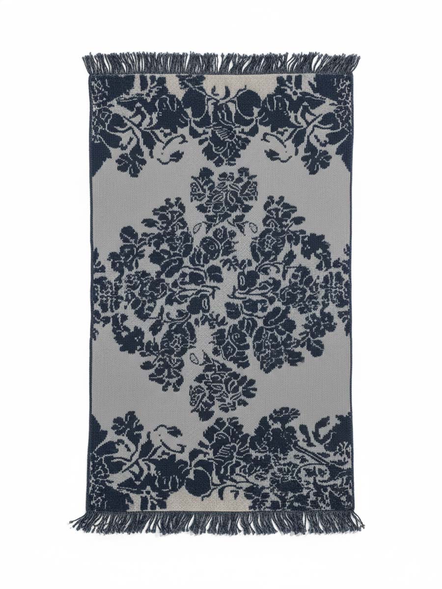 Thick Warm And Comfortable Vinatge Western Floral Pattern Grey Knit Scarf Shawl