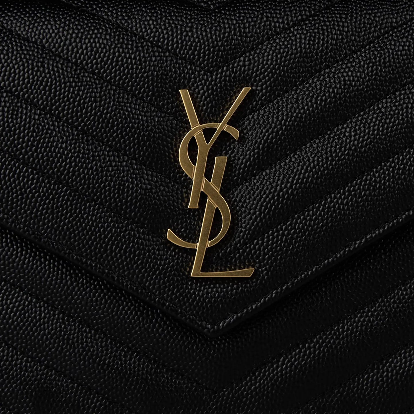 Saint Laurent Monogram Envelope Black Gold Crossbody Bag