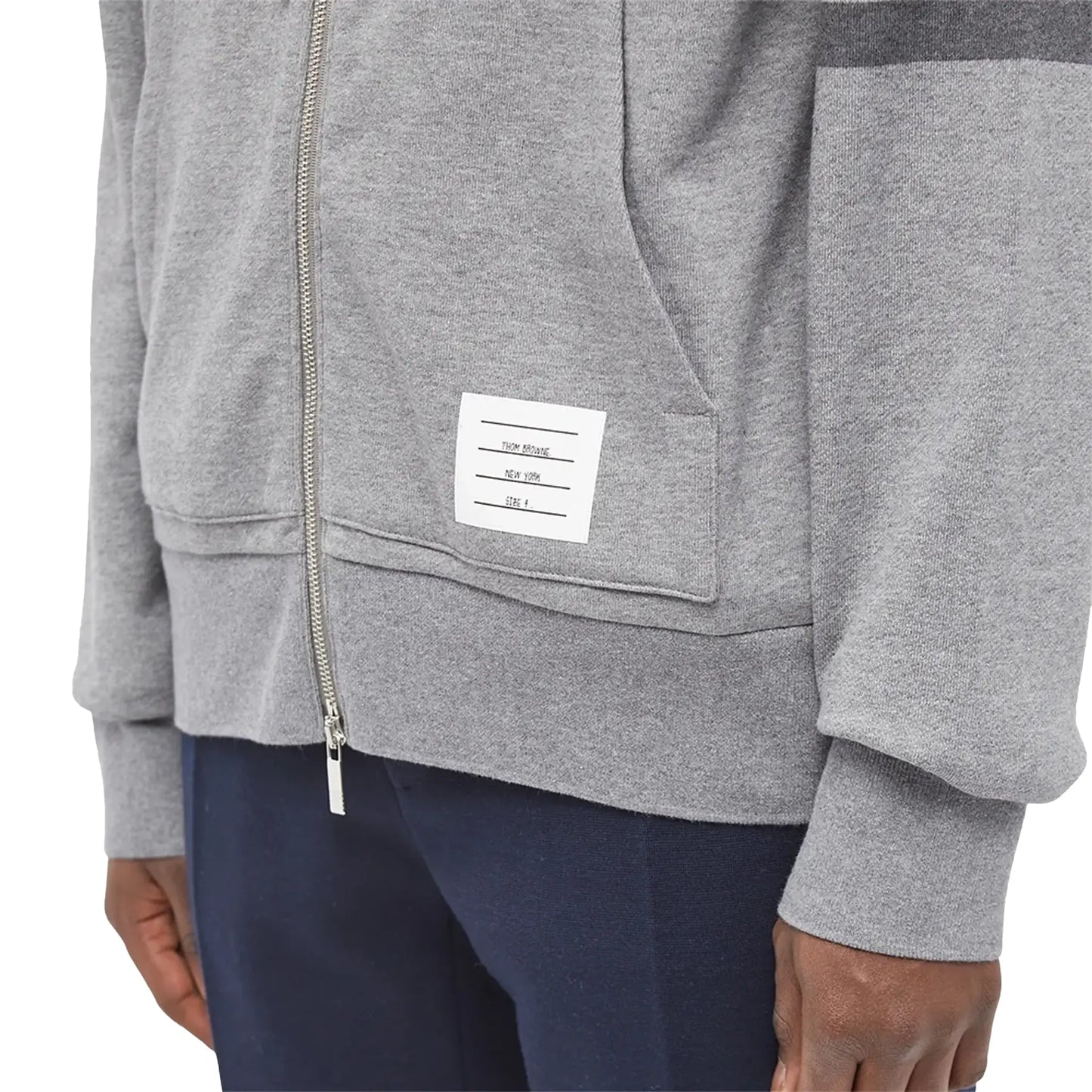 Thom Browne Classic Loopback 4-Bar Tonal Full Zip Medium Grey Hoodie