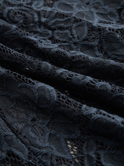 Vintage Bohemian Blue Lace Sleeveless Midi Dress