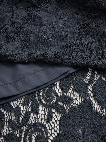 Vintage Bohemian Blue Lace Sleeveless Midi Dress