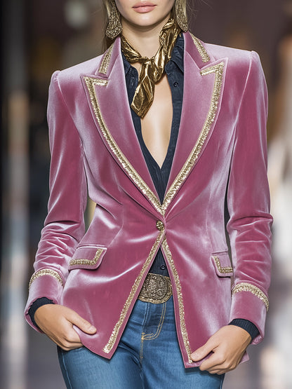 Western Pink Velvet  With Gold Webbing