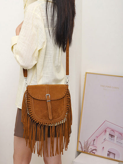 Vintage Bohemian Tassel Suede Shoulder Bag