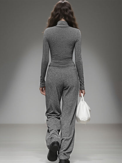 Casual Long-sleeved T-shirt And Wide-leg Pants Set