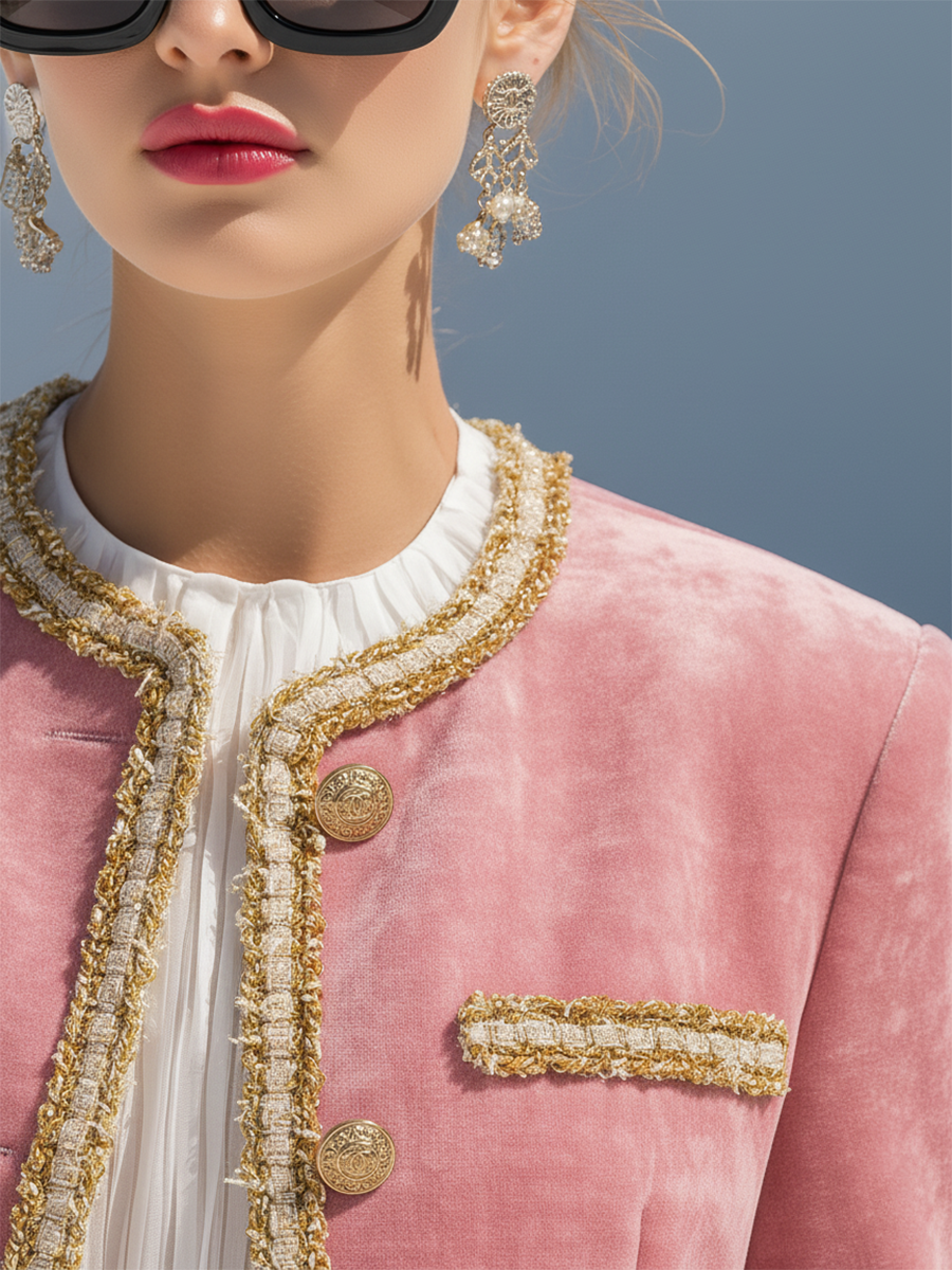 Vintage Gold-trimmed Velvet Jacket