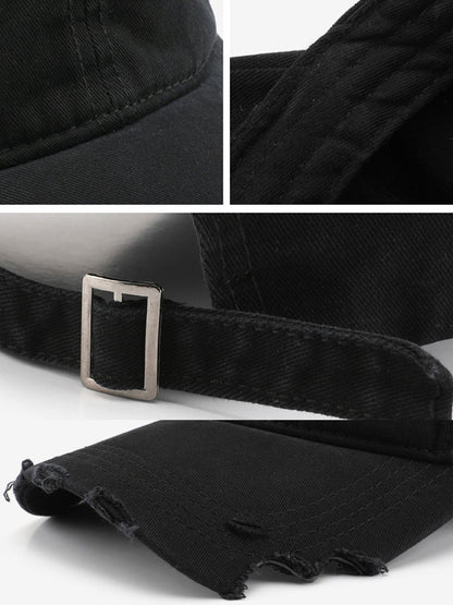 Casual And Fashionable Distressed Cotton Ripped Baseball Cap