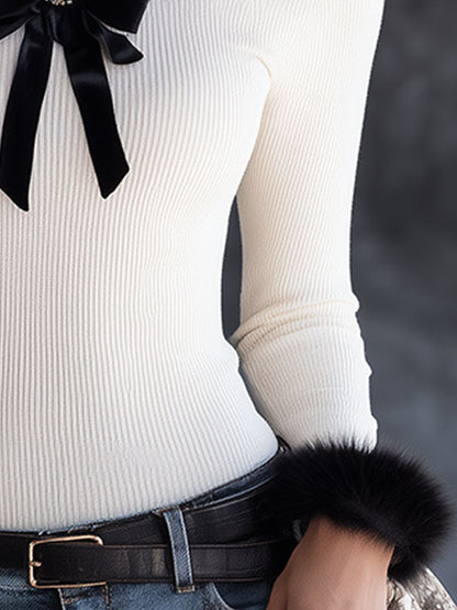 Stylish And Exquisite Faux Wool White Knit Shirt