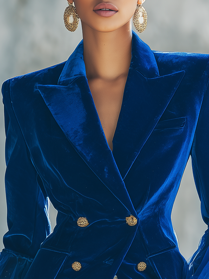 Urban Elegance Double-Breasted Velvet Blazer