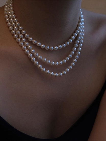 Vintage High-End Double-Layered Pearl Necklace