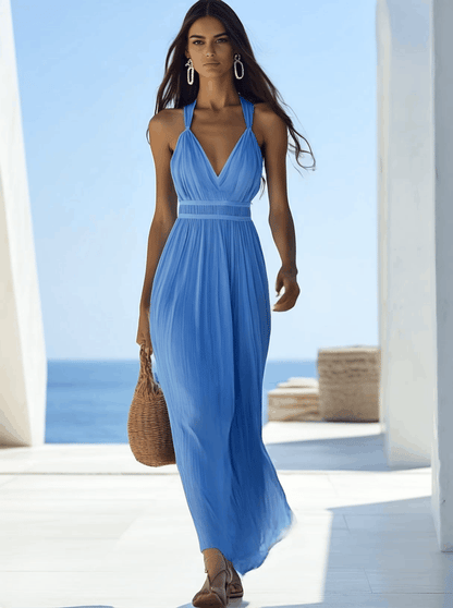 Bright And Beautiful High-grade Chiffon Light Blue Maxi Dress