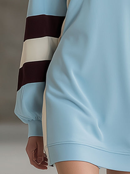 Stylish Sporty Blue Collared Mini Dress