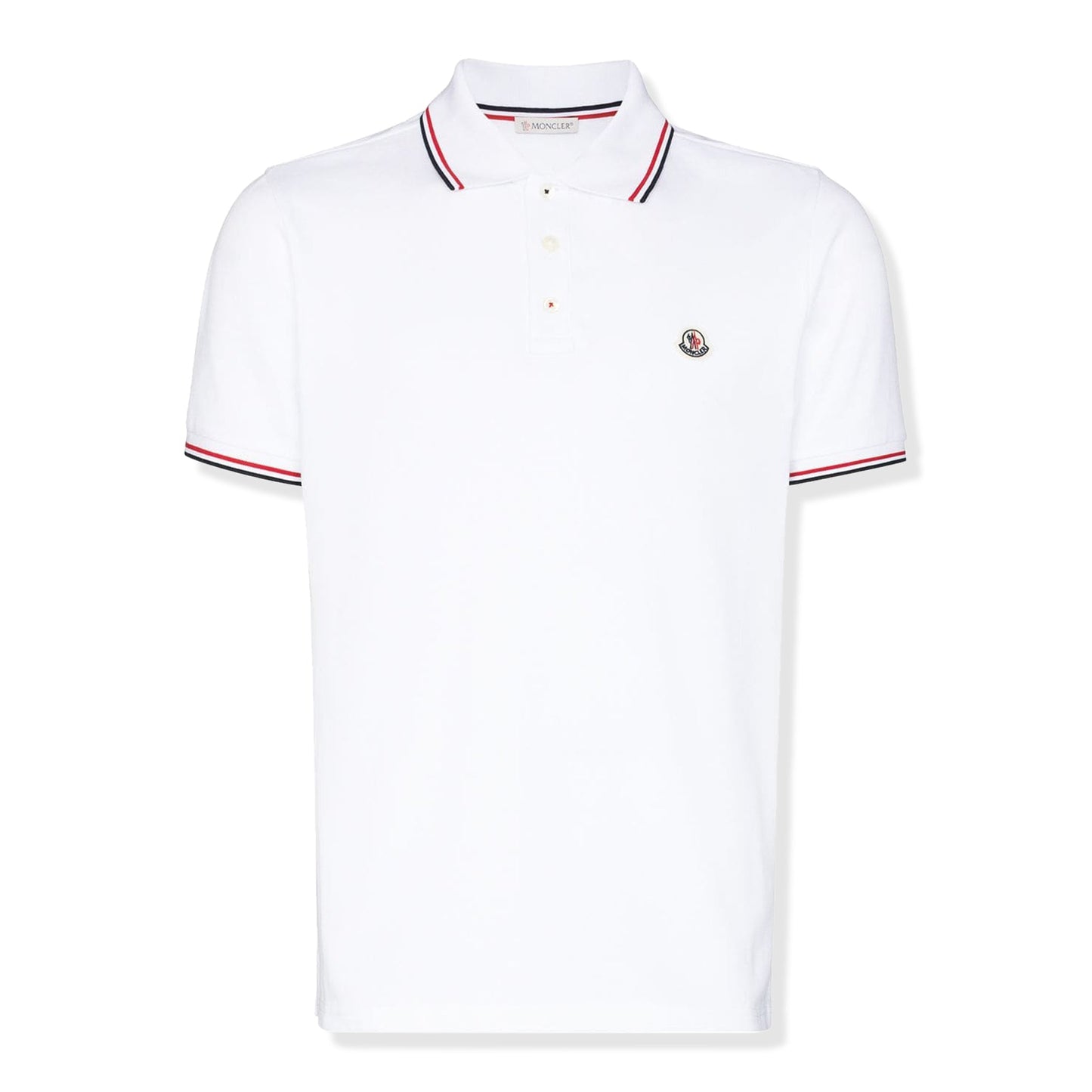 Moncler Logo Patch White Polo Shirt
