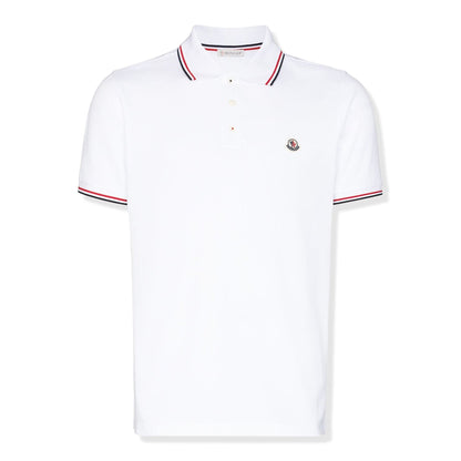 Moncler Logo Patch White Polo Shirt