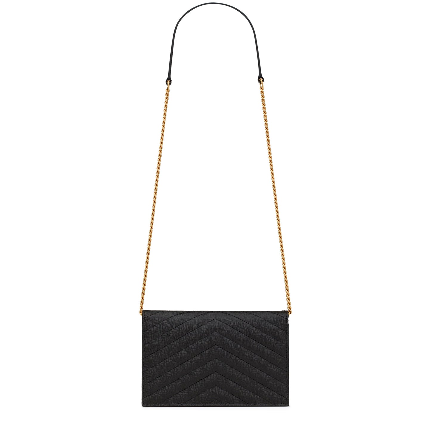 Saint Laurent Cassandre Matelasse Black Envelope Chain Wallet