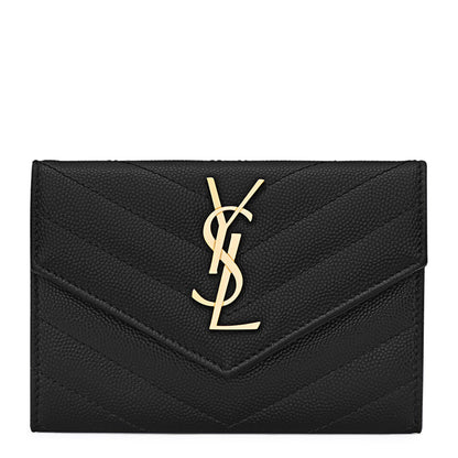 Saint Laurent Cassandre Matelasse Small Black Envelope Wallet