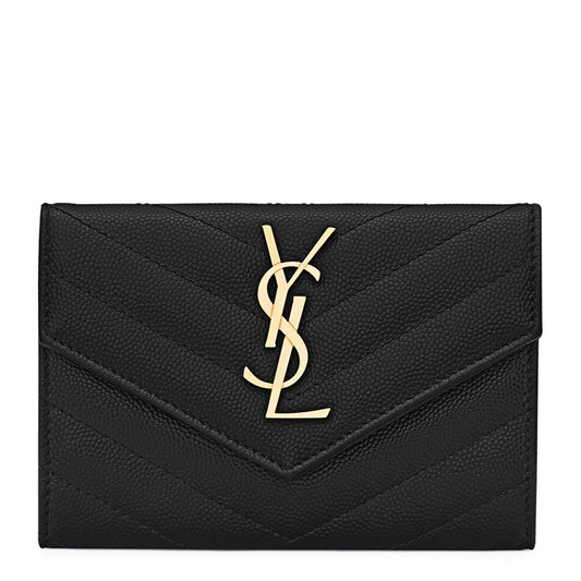 Saint Laurent Cassandre Matelasse Small Black Envelope Wallet