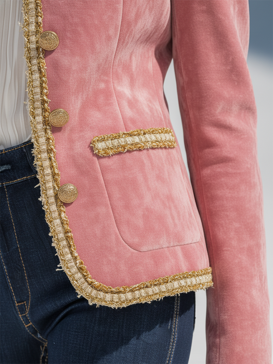 Vintage Gold-trimmed Velvet Jacket