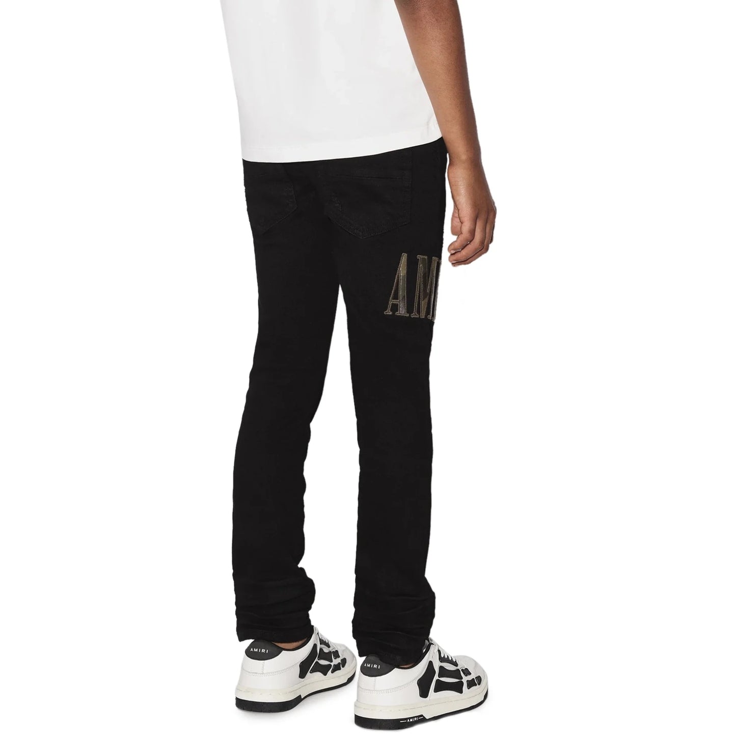 Amiri Kids Camo Applique Black Denim Jeans