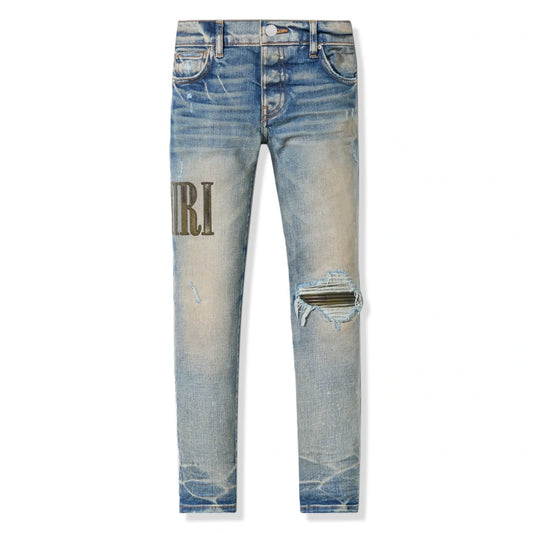 Amiri Kids Camo Applique Clay Indigo Denim Jeans