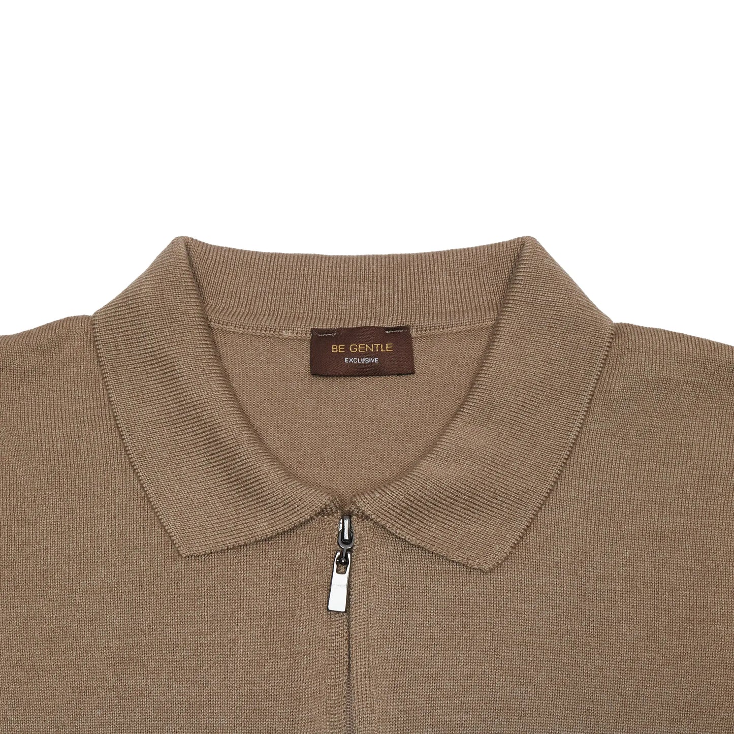 Be Gentle Half Zip Beige Polo Shirt