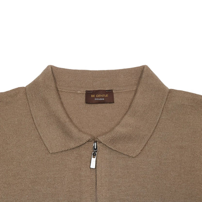 Be Gentle Half Zip Beige Polo Shirt