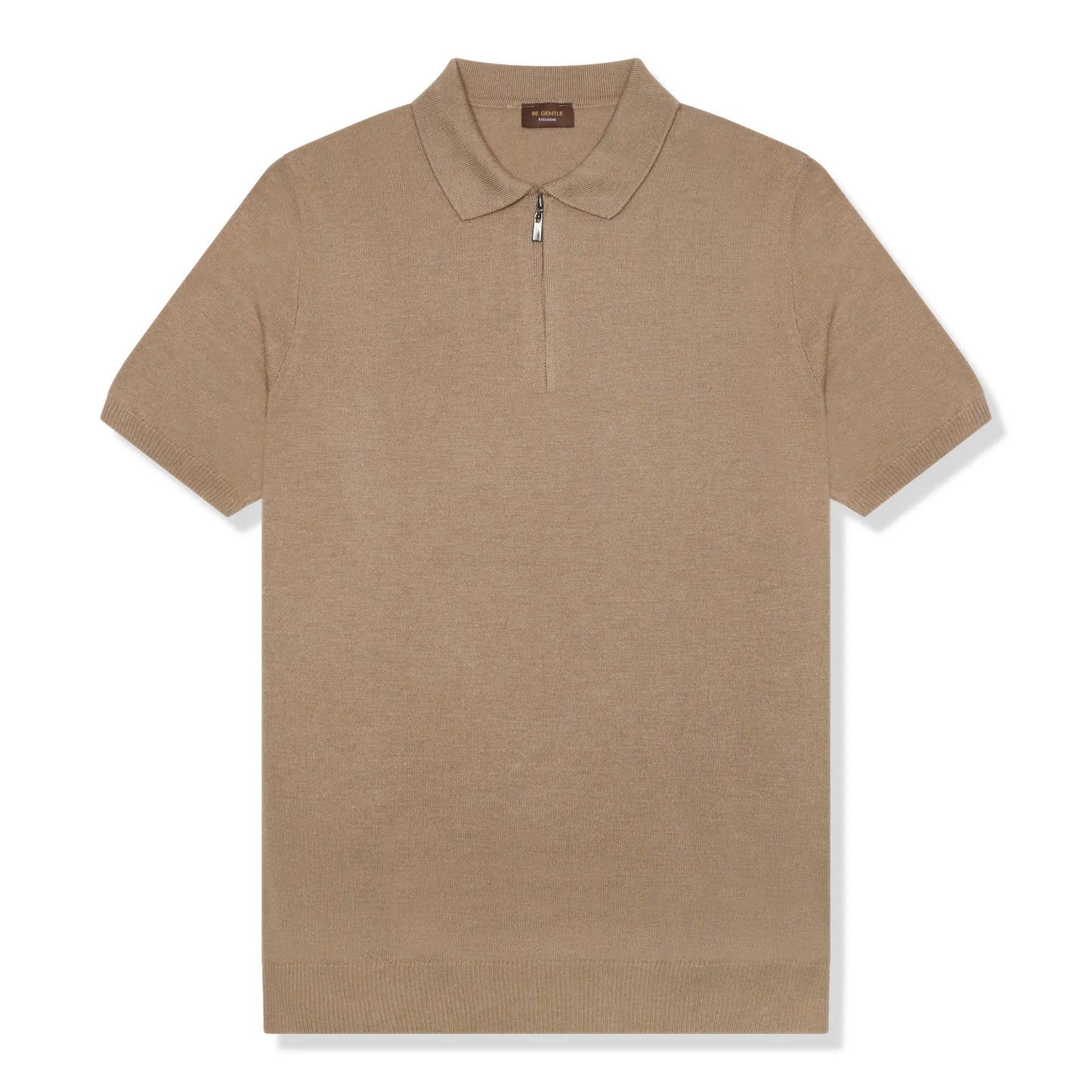 Be Gentle Half Zip Beige Polo Shirt