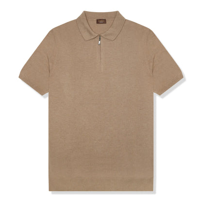 Be Gentle Half Zip Beige Polo Shirt