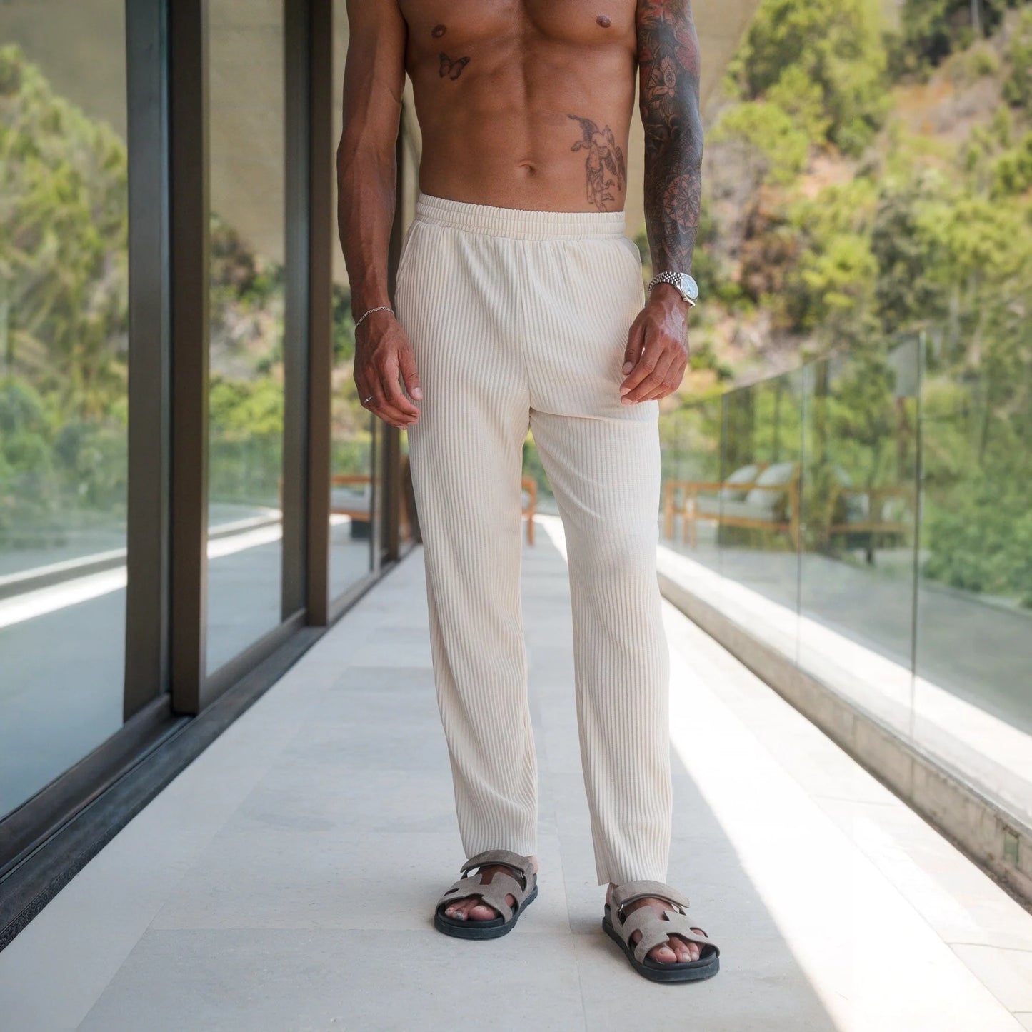 Belier Resort Pleated Ecru Trousers