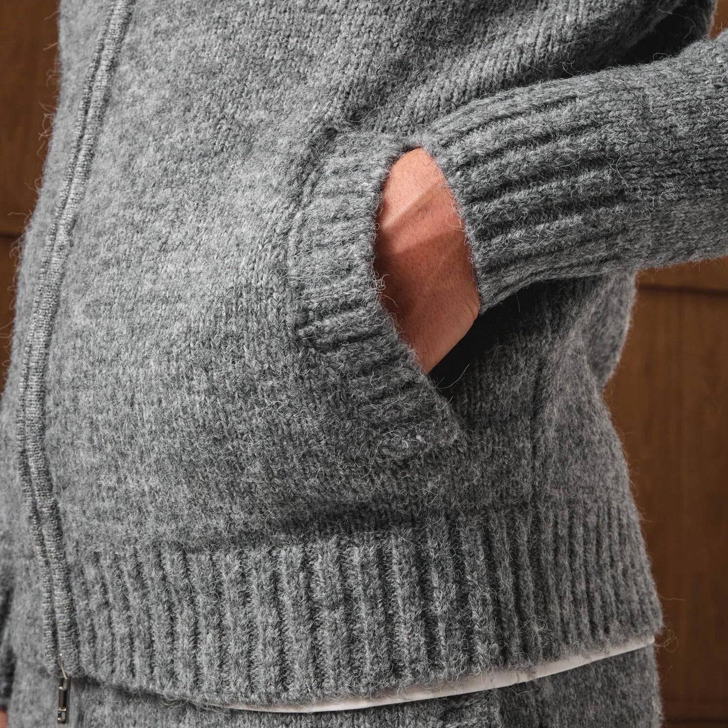 Belier Knitted Bomber Grey Jacket