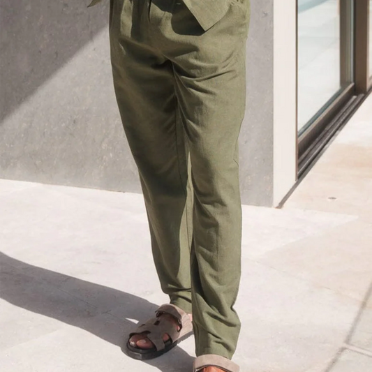 Belier Olive Linen Trousers