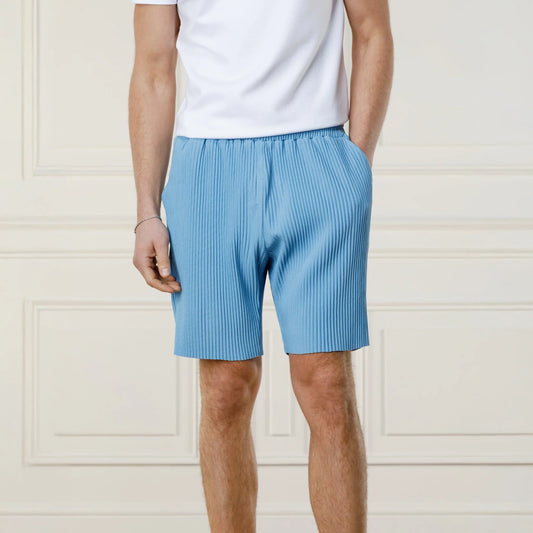 Belier Pleated Light Blue Shorts