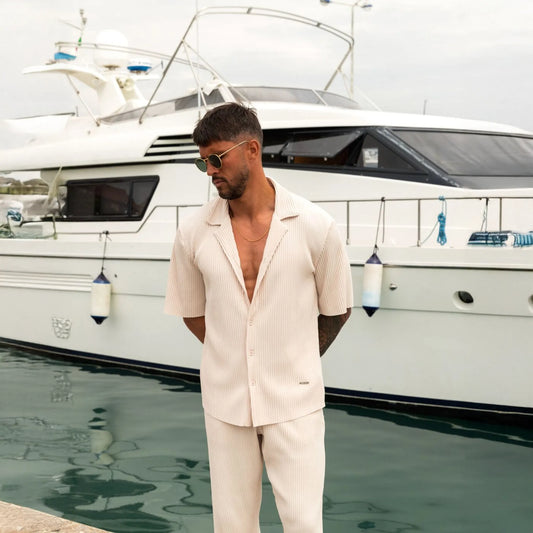 Belier Pleated Resort S/S Ecru Shirt