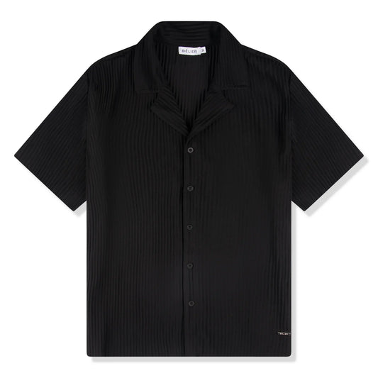Belier Pleated Short Sleeve Black Resort Shirt