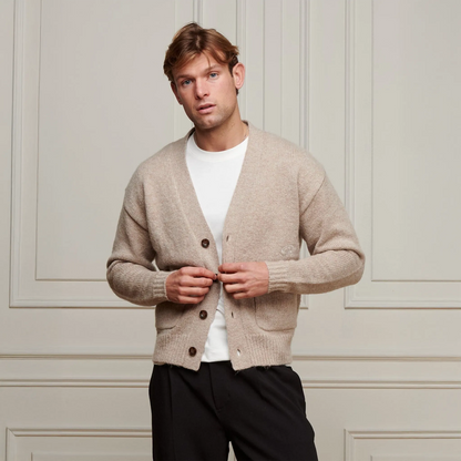 Belier Relaxed Fit Knitted Beige Cardigan