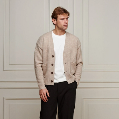 Belier Relaxed Fit Knitted Beige Cardigan